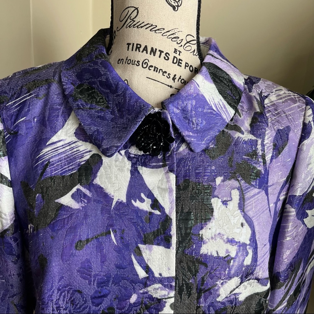 Basler Vintage Shimmer Abstract Design Blazer Pur… - image 4